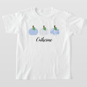 Girls Light Blue Pumpkin Trio T-Shirt