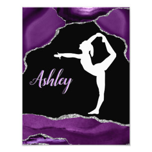 Girls Lila Glitter Gymnastics Dance eller Cheer Fototryck