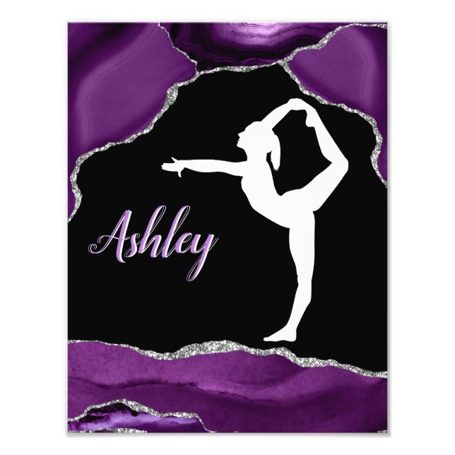 Girls Lila Glitter Gymnastics Dance eller Cheer Fototryck (Framsidan)
