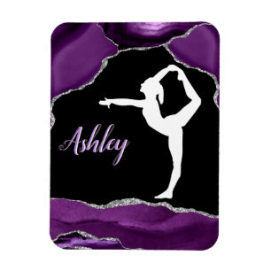 Girls Lila Glitter Gymnastics Dance eller Cheer Magnet