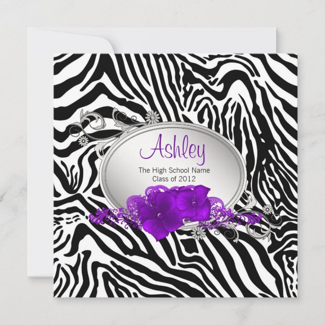 Girls Lila Zebra Tillkännagivande för studenten (Framsida)