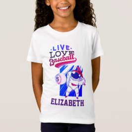 Girls Live Kärlek BASEBALL ASTRONAUT AGE och NAMN T Shirt
