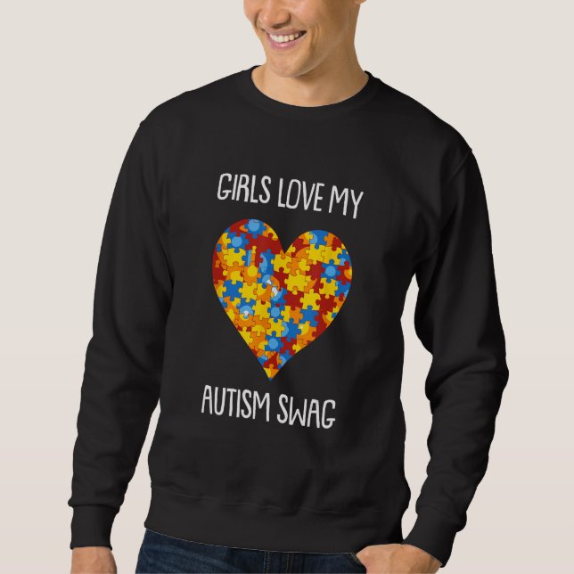 Girls Love My Autism Swag  Autistic Boy Awareness  Lång Ärmad Tröja (Framsida)