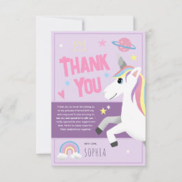 Girls Magic Lila Unicorn Barns födelsedag Tack Kort