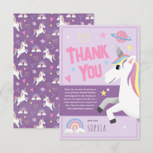 Girls Magic Lila Unicorn Barns födelsedag Tack Kort