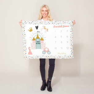 Girls Magic Princess Castle Monthly Milestone Fleecefilt