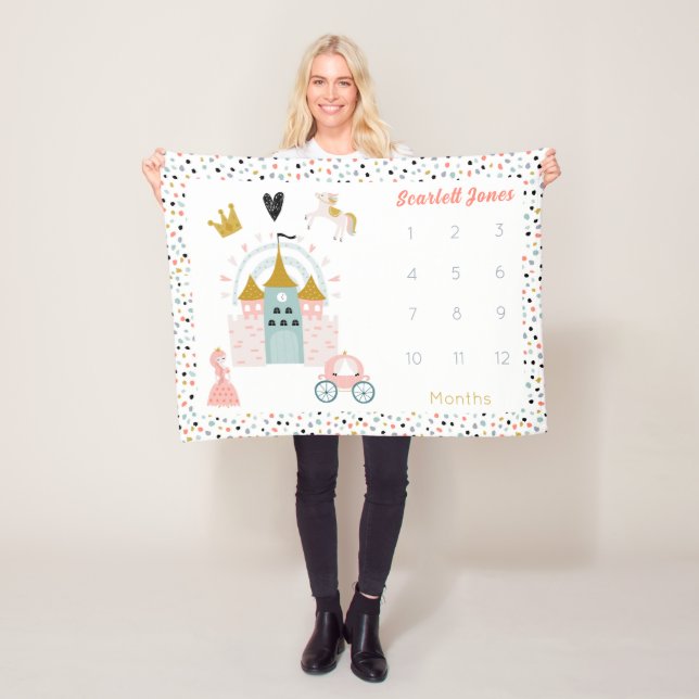 Girls Magic Princess Castle Monthly Milestone Fleecefilt (På plats)