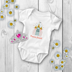 Girls Magic Princess Castle Personlig Namn T Shirt