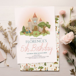 Girls Magic Rosa Fairytale Story Barns födelsedag Inbjudningar