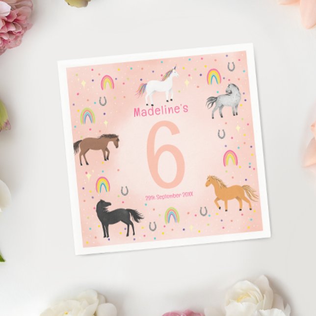 Girls Magical Girly Pink Unicorn Kids Birthday Pappersservett (Skapare uppladdad)