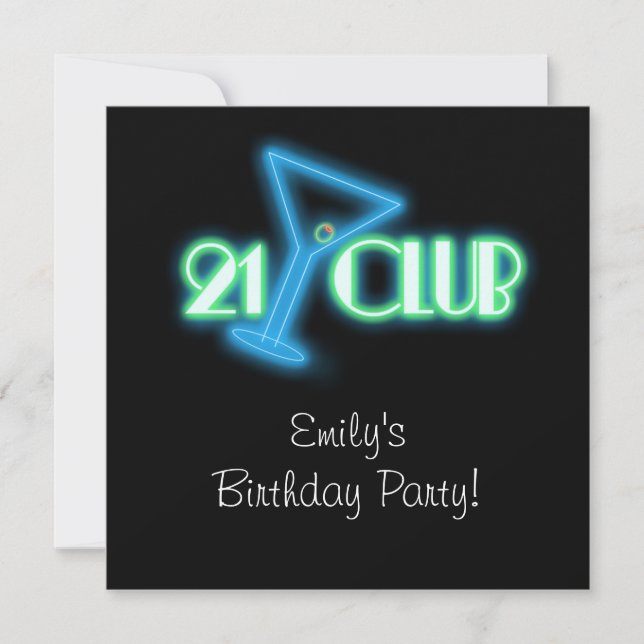 Girls Martini 21:a födelsedagen Inbjudningar (Framsida)