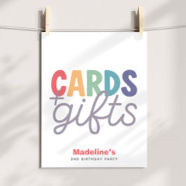 Girls Minimalist Rainbow Cards and Gifts Birthday Poster