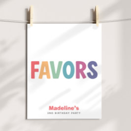Girls Minimalist Rainbow Favors Birthday Sign Poster