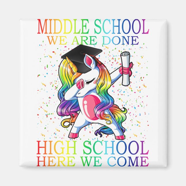 Girls Mitten School Studenten Magic Unicorn Magnet (Framsidan)