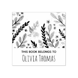 Girls Modern Blommigt Flowers och Namn bokbord Stämpel