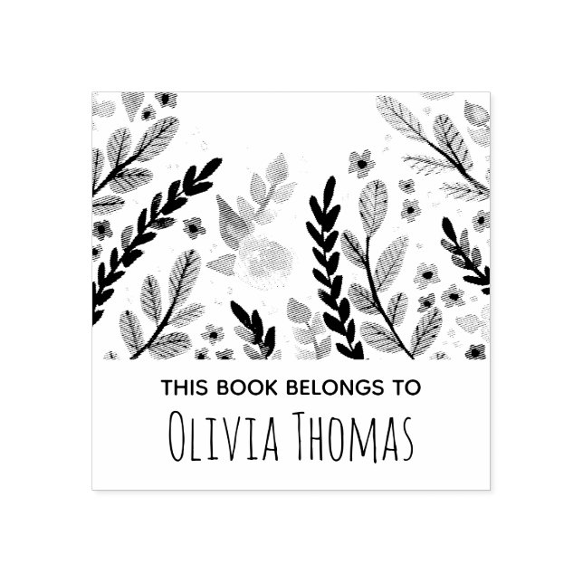 Girls Modern Blommigt Flowers och Namn bokbord Stämpel (Tryck)