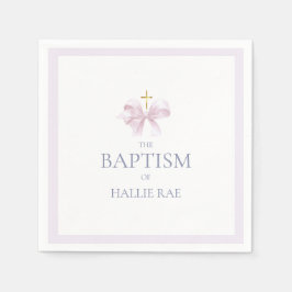 Girls Modern Rosa Bow Baptism Pappersservett