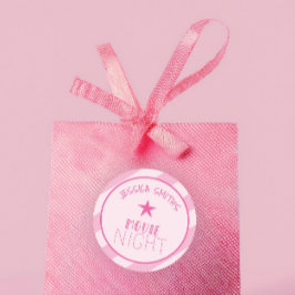 Girls Movie Night Personalized Pink Star Party Runt Klistermärke