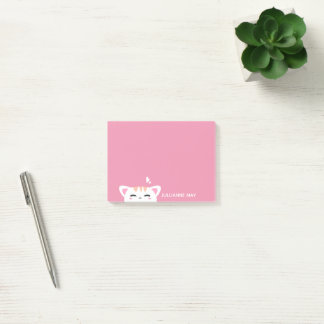 Girls Namn Pastel Rosa Cute Kattunge Post-it Block