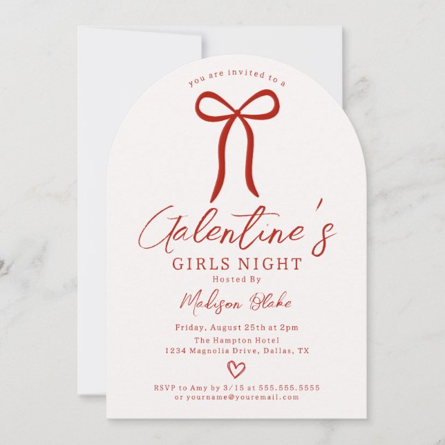 Girls Night Galentine's Day Invitation Inbjudningar (Framsida)
