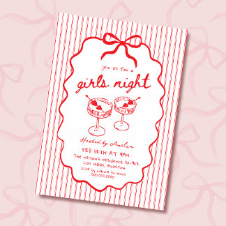 Girls Night hand drawn Inbjudningar
