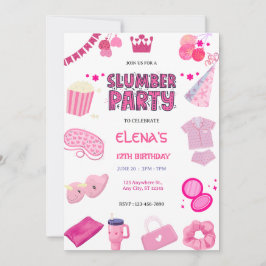 Girls Night In Slumber Pajama Party Pink Birthday Inbjudningar