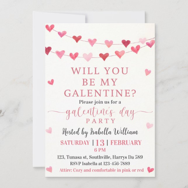 Girls Night Party - Will You Be My Galentine’s Day Inbjudningar (Framsida)