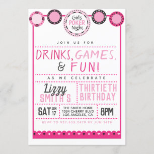 Girls Night Poker Birthday Inbjudningar