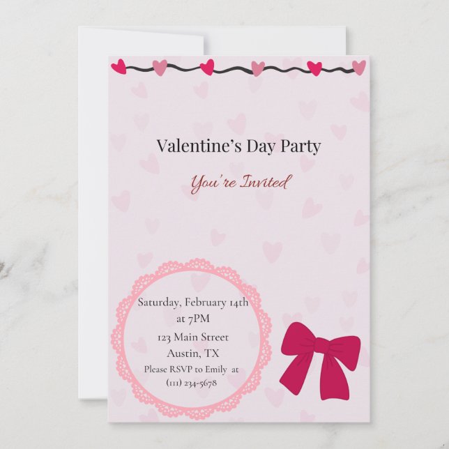 Girls Night Valentine's Day Party Invitation Inbjudningar (Framsida)