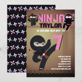 Girls NINJA MOVIE STAR WARRIOR Tecknad Party Inbjudningar