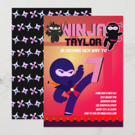 Girls NINJA MOVIE STAR WARRIOR Tecknad Party Inbjudningar