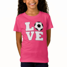 Girls Ocer KÄRLEK Cute Soccer Player T-Shirt