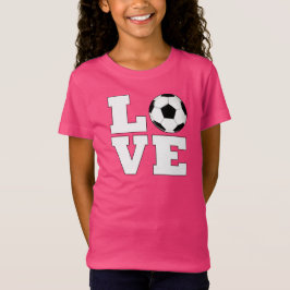 Girls Ocer KÄRLEK Cute Soccer Player T-Shirt