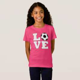 Girls Ocer KÄRLEK Cute Soccer Player T-Shirt