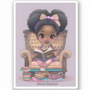 Girls of the World Reading - African American Klistermärken