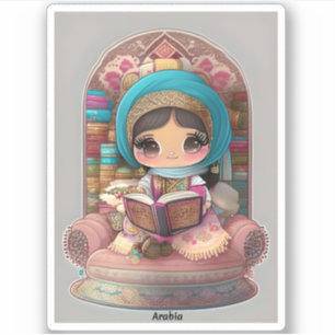 Girls of the World Reading - Arabia Klistermärken