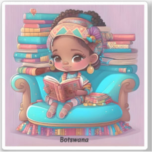 Girls of the World Reading - Botswana Klistermärken