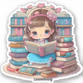 Girls of the World Reading - Luxemburg Klistermärken