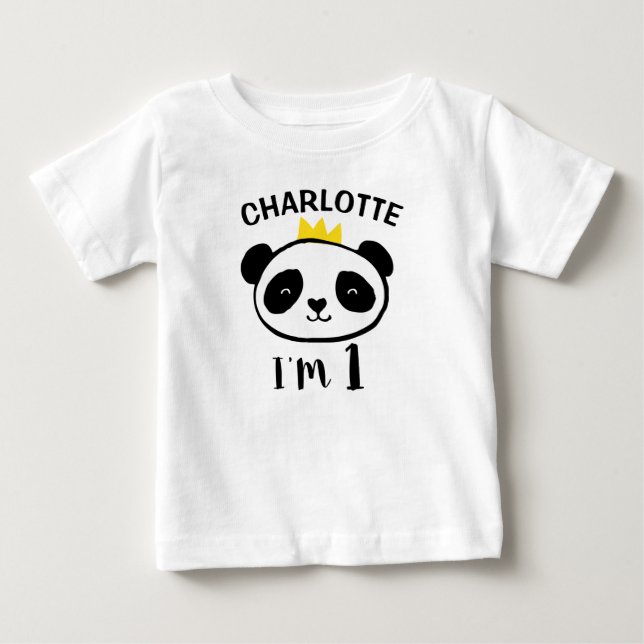 Girls Panda Bear Princess 1st Birthday T-Shirt (Framsida)