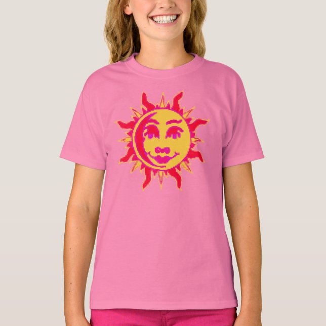 Girls Passande T Shirt med Sol Motif (Framsida)