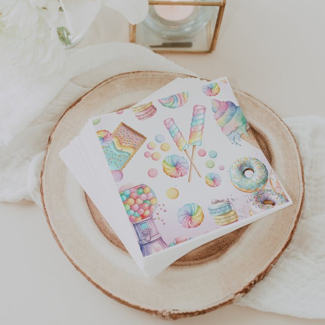 Girls Pastel Candy Land Födelsedagsfest Bord Pappersservett (Skapare uppladdad)