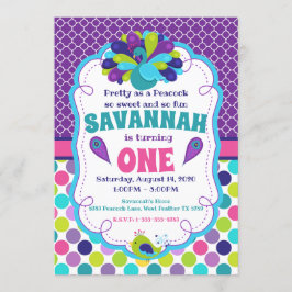 Girls Peacock Födelsedagsfest inbjudan
