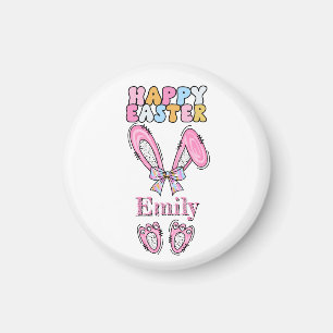 Girls Personalize Glad påsk Bunny Rosa Magnet