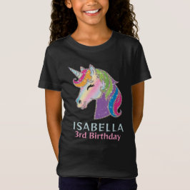 Girls Personalized Glowing Unicorn Birthday T Shirt