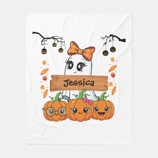 Girls Personalized Halloween Fleecefilt (Framsidan)