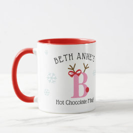 Girls Personalized Reindeer B Hot Chocolate Mug Mugg