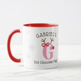 Girls Personalized Reindeer G Hot Chocolate Mug Mugg