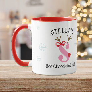 Girls Personalized Reindeer S Hot Chocolate Mug Mugg