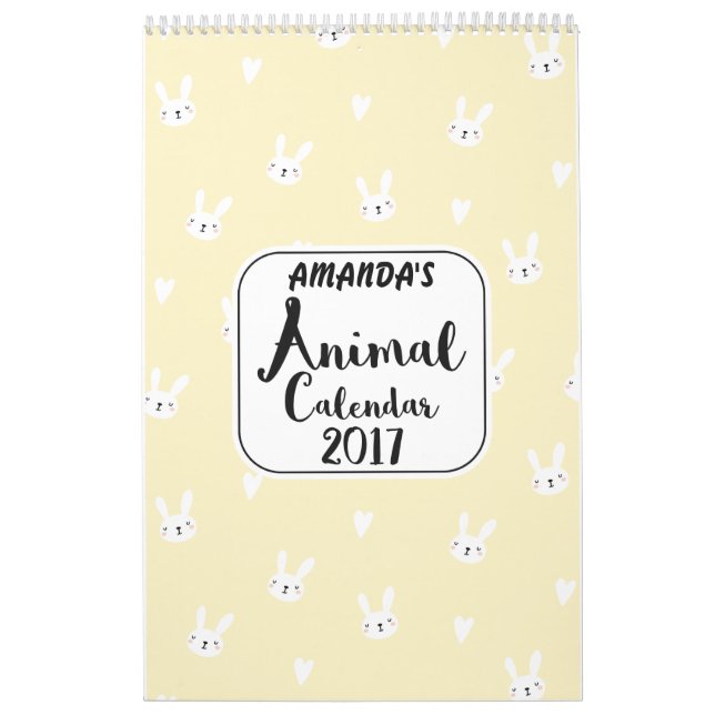Girls Personlig Cute Animals 2017 Calendar Kalender (Omslag)