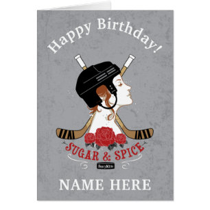 Girls Personlig Hockey Birthday Sugar and Spice OBS Kort